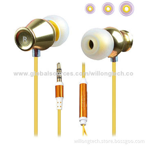 Earphones for MP3/MP4/Mobile Phones, Stereo 3.5mm Plug with Microphone